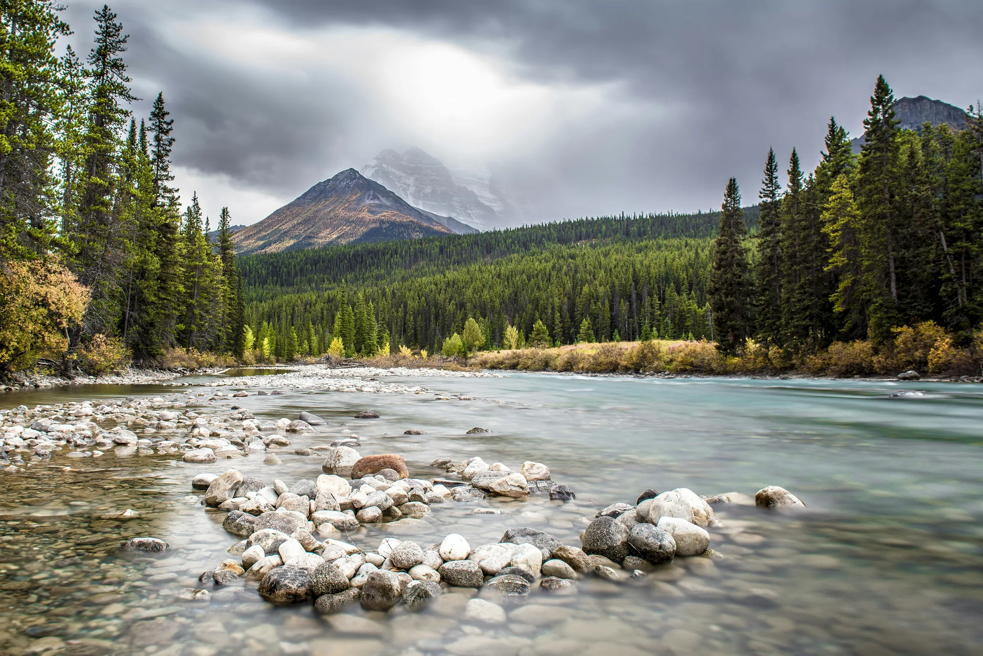 Northern Sunrise County mountain river landscape