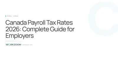 Complete guide to Canada payroll tax rates 2026: CPP, EI, federal and provincial rates, plus how Workzoom automates compliance for $4/employee/month.