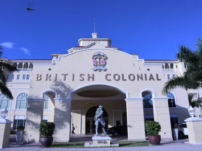 Entrance to the British Colonial Hotel in Nassau, venue for the SHRM Bahamas THRIVE 2025 Conference and Expo