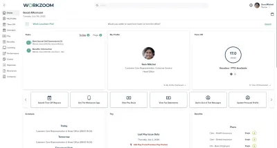 Workzoom all-in-one HR and payroll software dashboard